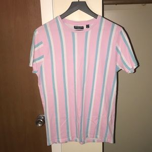 Brave soul London pink/blue stripe shirt